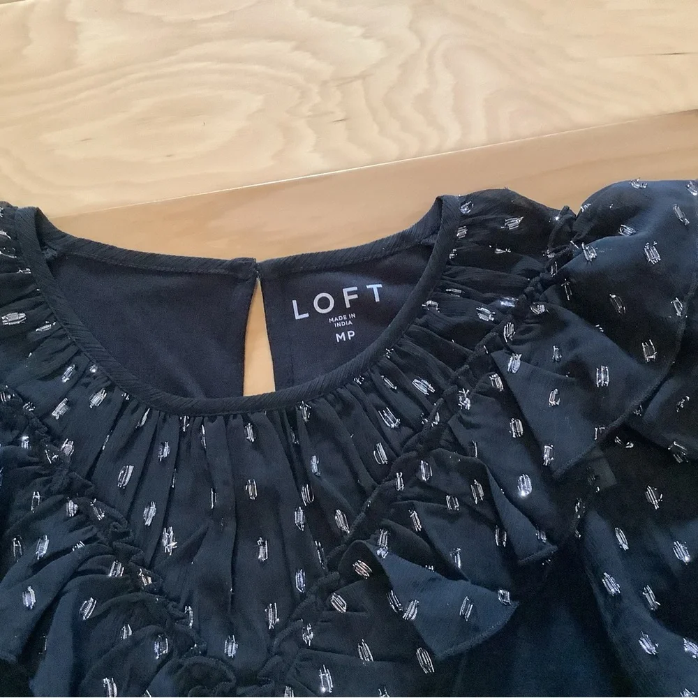 LOFT Black Blouse with Silver Embellishments - Picture 7 of 7